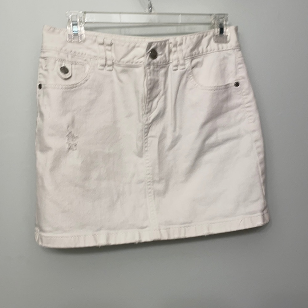 Loft white denim skirt